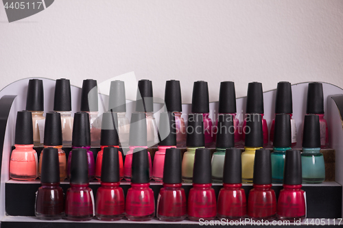 Image of Set of different bottles of nail polish
