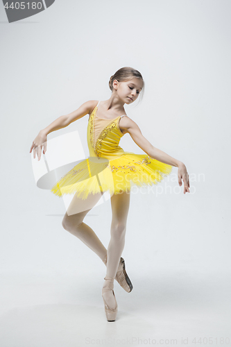 Image of Young classical dancer on white background.