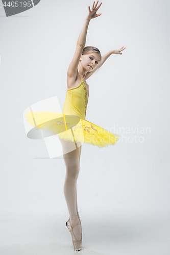 Image of Young classical dancer on white background.