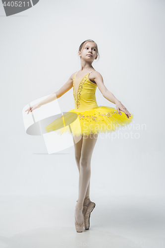 Image of Young classical dancer on white background.