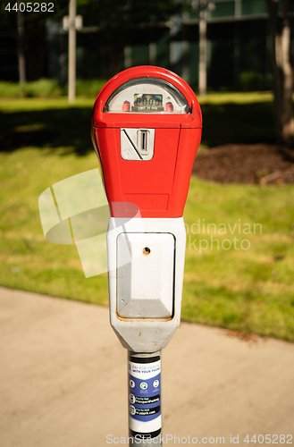 Image of Fire Engine Red Downtown City Center Parking Meter