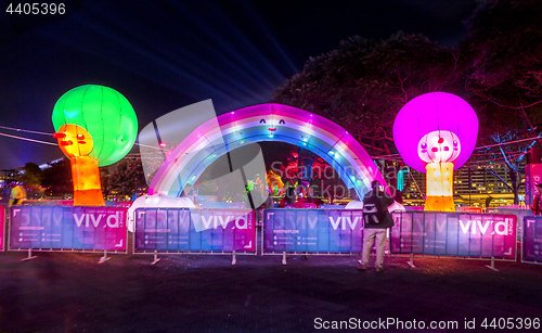 Image of /vivid Sydney - Harmony Valley - Rainbow of Peace & Trees of Fri