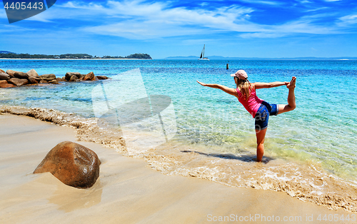 Image of Holiday yoga on a secluded beach