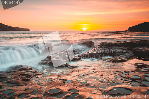 Image of Summer sunrise beautiful sea coast Australia