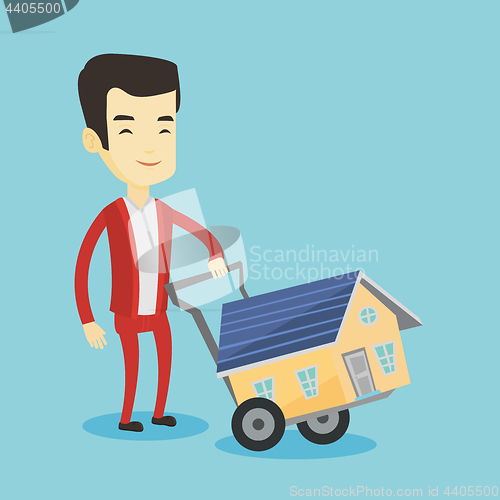 Image of Young man buying house vector illustration.