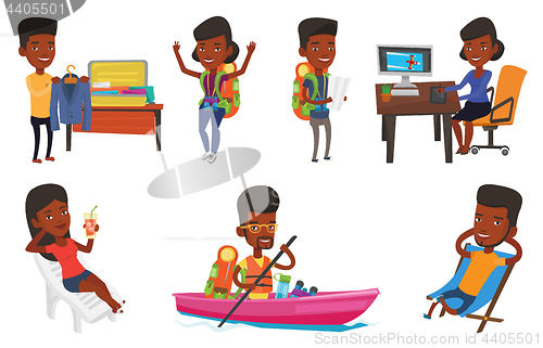 Image of Vector set of traveling people.