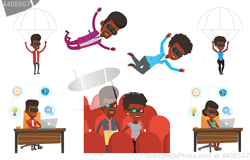 Image of Vector set of people using modern technologies.