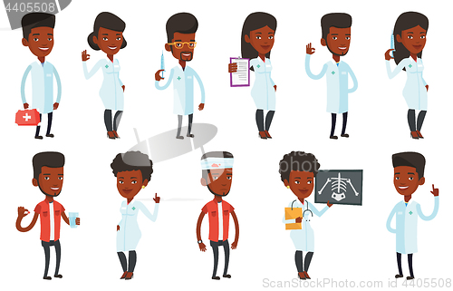 Image of Vector set of doctor characters and patients.