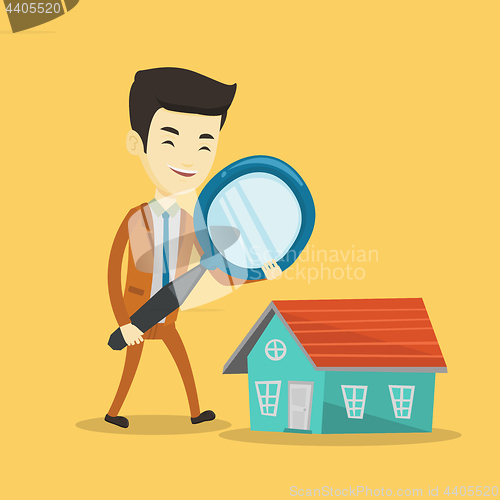 Image of Man looking for house vector illustration.