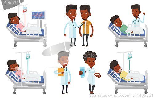 Image of Vector set of doctor characters and patients.