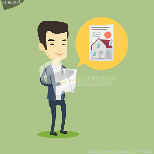 Image of Man looking for house vector illustration.