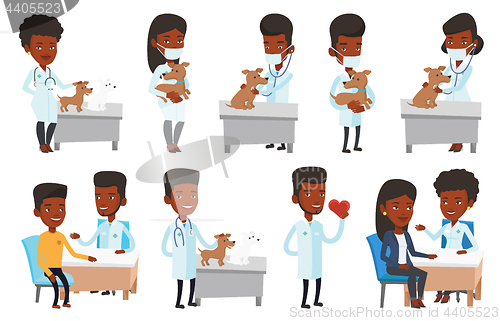 Image of Vector set of doctor characters and patients.