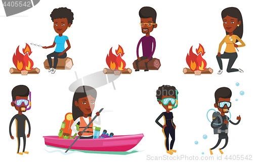 Image of Vector set of traveling people.