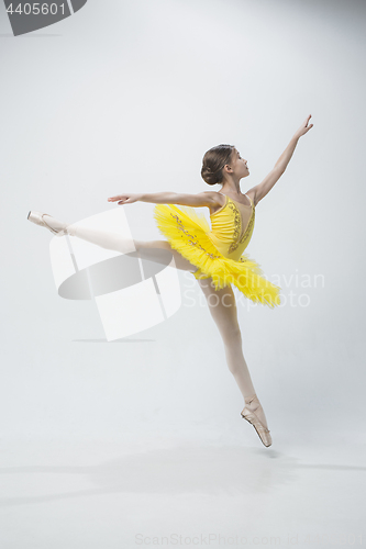 Image of Young classical dancer on white background.