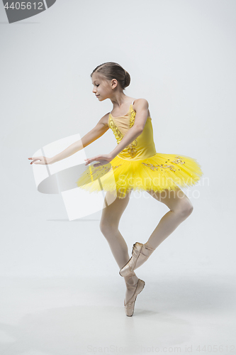 Image of Young classical dancer on white background.