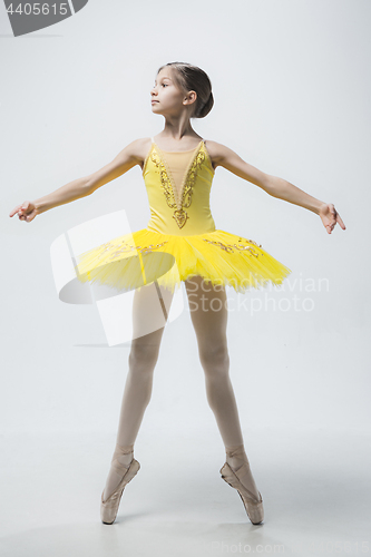 Image of Young classical dancer on white background.