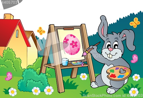 Image of Easter bunny painter theme 3