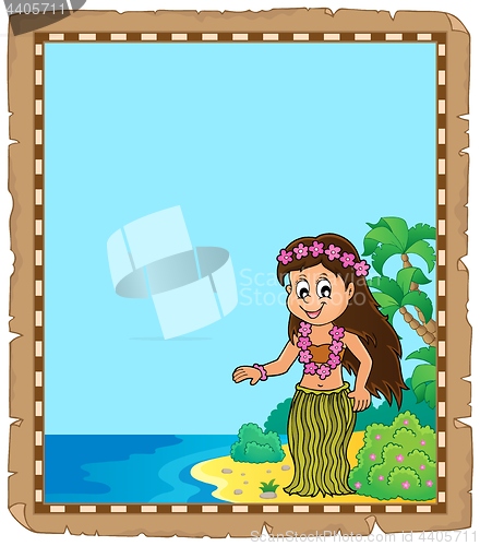 Image of Parchment with Hawaiian theme dancer