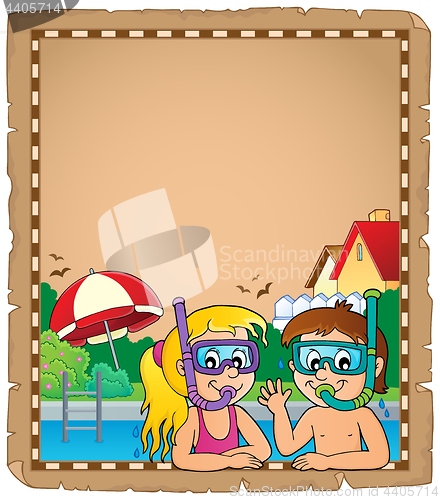 Image of Children snorkel divers parchment 1