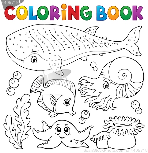 Image of Coloring book ocean life theme 1