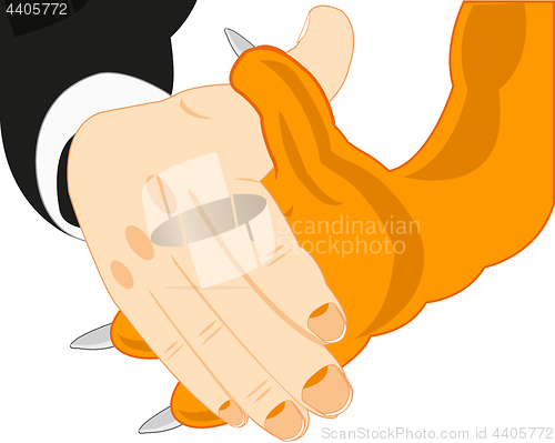 Image of Handshake of the person and beast