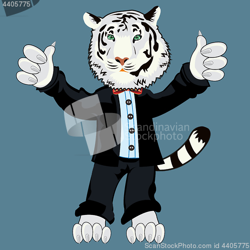 Image of Tiger albino in suit