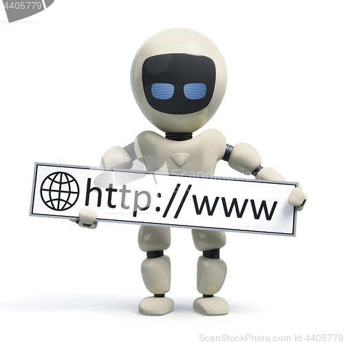 Image of a robot with internet sign