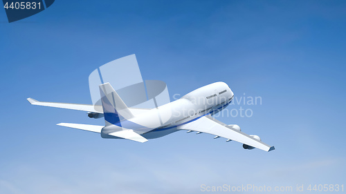 Image of airplane in the blue sky