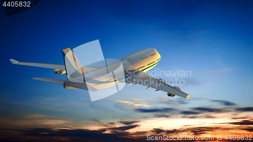 Image of an Airplane and the sunset sky