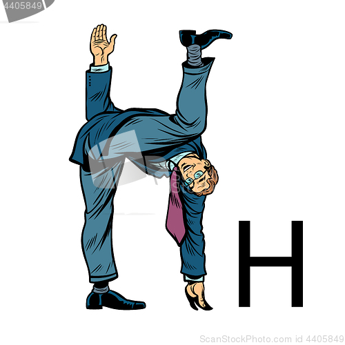 Image of letter H aitch haitch. Business people silhouette alphabet