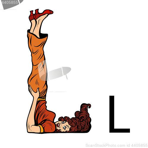 Image of letter L el. Business people silhouette alphabet