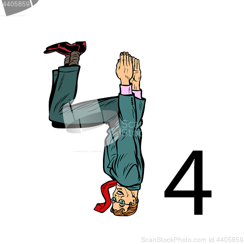 Image of number four 4. Business people silhouette alphabet