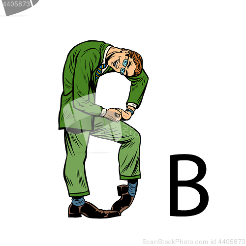 Image of letter B bee. Business people silhouette alphabet