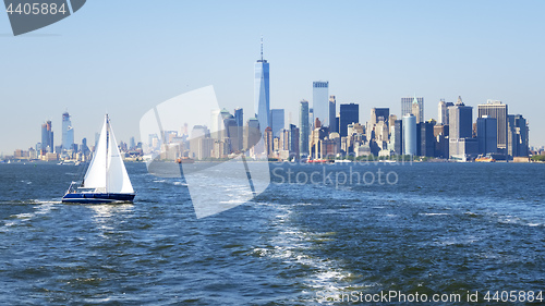 Image of New York City Manhattan skyline from the sea