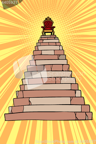 Image of throne on top of the pyramid