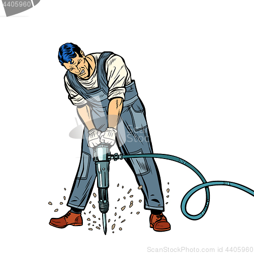 Image of Working man with jackhammer