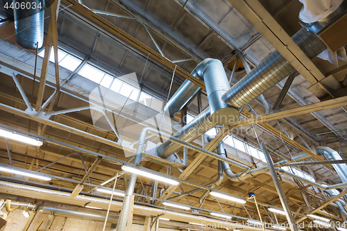 Image of ventilation pipes at factory shop