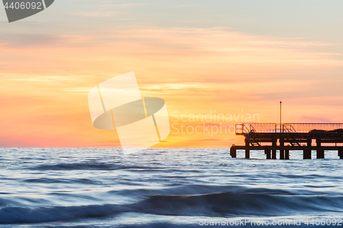 Image of Sea pier after sunset