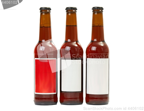 Image of Beer bottles on a white