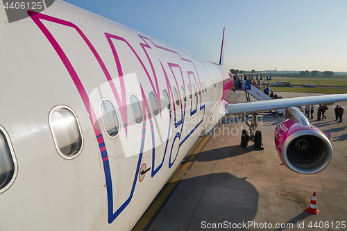 Image of Airliner fuselage close up