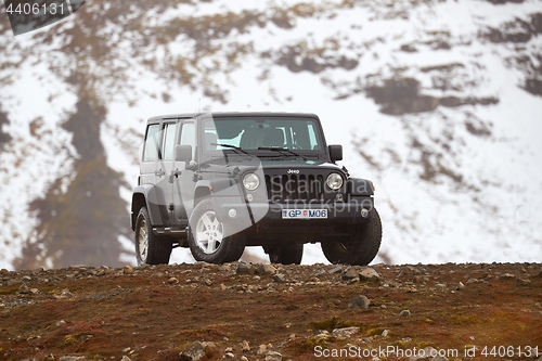 Image of Jeep Wrangler on Icelandic terrain