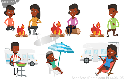 Image of Vector set of traveling people.