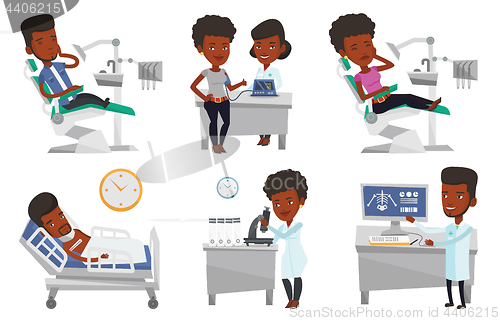 Image of Vector set of doctor characters and patients.