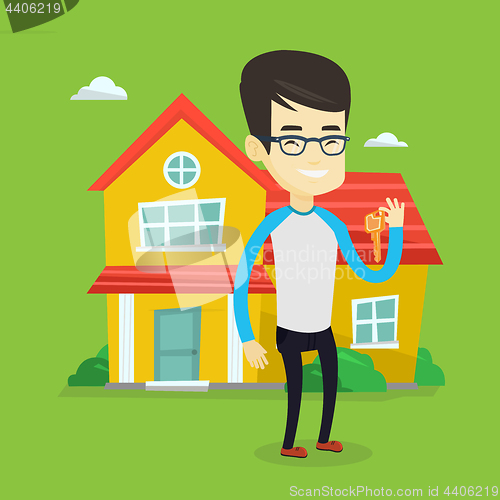 Image of Real estate agent with key vector illustration.