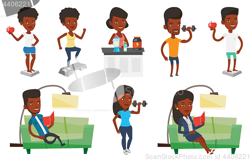 Image of Vector set of people during leisure activity.
