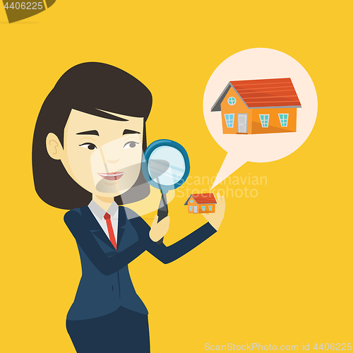 Image of Woman looking for house vector illustration.