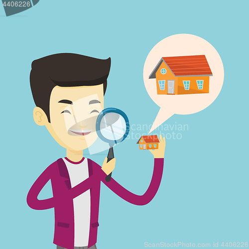 Image of Man looking for house vector illustration.