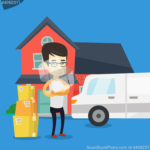 Image of Man moving to house vector illustration.