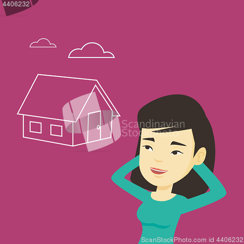 Image of Woman dreaming about buying new house.