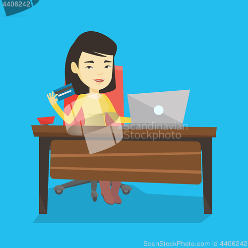 Image of Woman shopping online vector illustration.